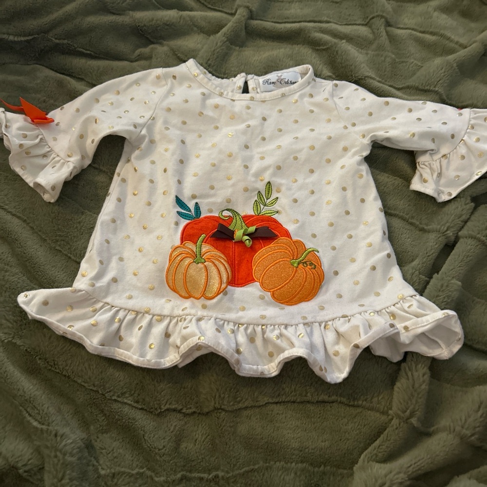 Rare Editions White Dress with Gold Polka Dots